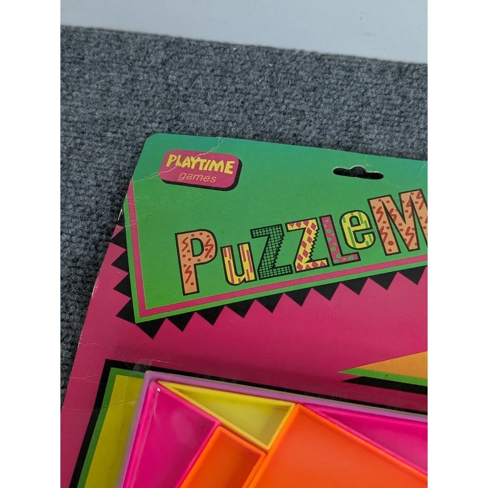 Vintage Playtime Games Puzzle Mania Brain Teaser Neon Colors Shape Puzzle